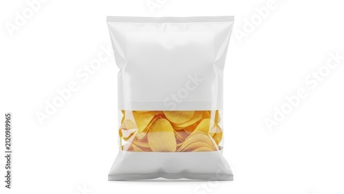 Pile of yellow corn tortilla chips in clear plastic bag