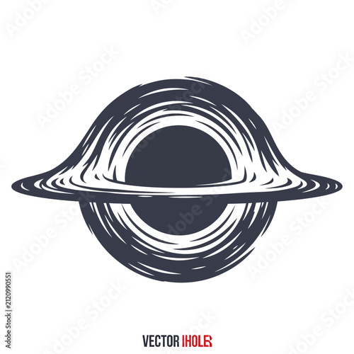Foto Abstract Black Hole Illustration with Swirling Gravitational Waves, Cosmic Pheno