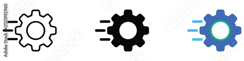 Fast Workflow Gear Process Automation Efficiency Icon Set Editable
