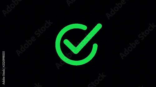 Modern minimalist green checkmark icon within a circular outline, representing confirmation, validation, and accomplishment for user interfaces and digital design solutions 4K