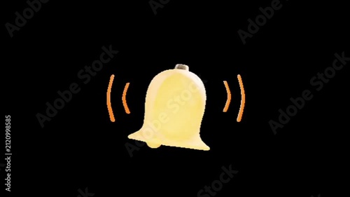 Dynamic Gold Bell Icon with Ringing Sound Waves, Representing Digital Notifications, Urgent Alerts, Reminders, and Important Messages for Modern Communication 4K