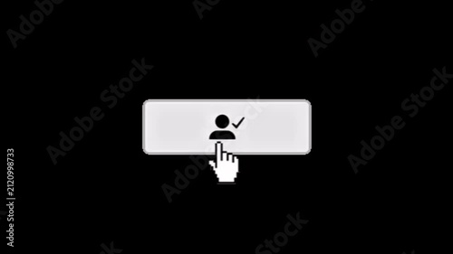 Clicking a user profile icon with a confirmation checkmark, symbolizing successful login or account verification within a digital interface