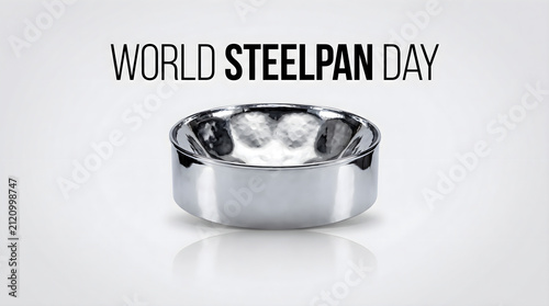 A shiny steelpan drum isolated on a white background for World Steelpan Day celebration.