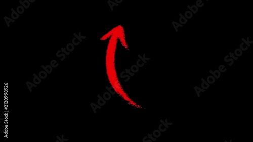 Vibrant red arrow illustration dynamically pointing upward on a stark black background, symbolizing growth, progress, and forward momentum for modern design use 4K