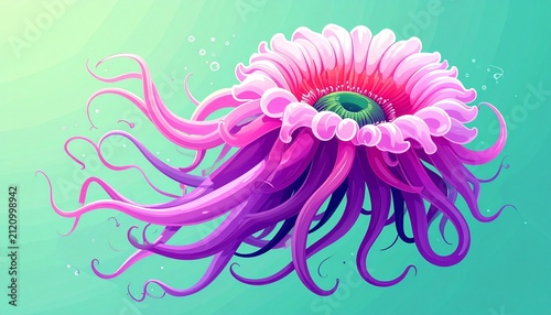 Vibrant Pink Jellyfish Floating in Ocean Depths.