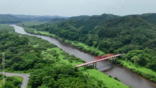 北上川と岩手山の緑をドローン空撮 2025年7月撮影