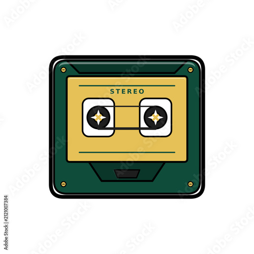 Vintage Retro Style Cassette Tape Media Icon for Modern Digital Audio and Nostalgic Music Recording Concepts