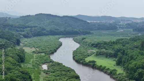 北上川と岩手山の緑をドローン空撮 2025年7月撮影