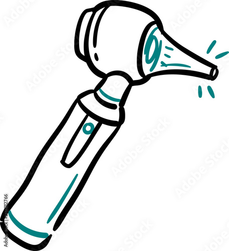 Otoscope Icon Vector Outline Hand-Drawn Ear Examination Device Symbol