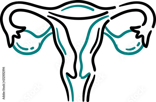 Ovary Pair Icon Vector Outline Hand-Drawn Female Reproductive Anatomy Symbol