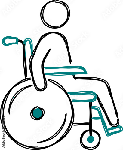 Patient In Wheelchair Medical Icon Vector Outline Hand-Drawn Mobility Accessibility Symbol
