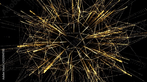 Abstract golden network of light trails against dark background