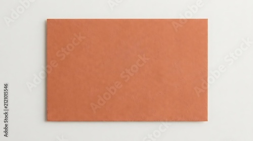 Simple terracotta colored square card against white background