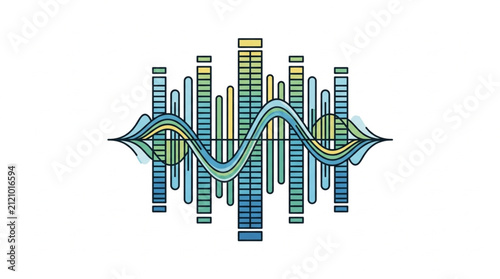 Colorful DNA sequence waveform design illustration.