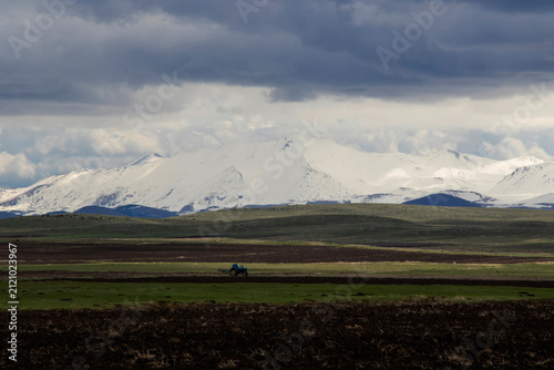 Scenic Grasslands and Snow-Capped Mountains in Javakheti, Georgia