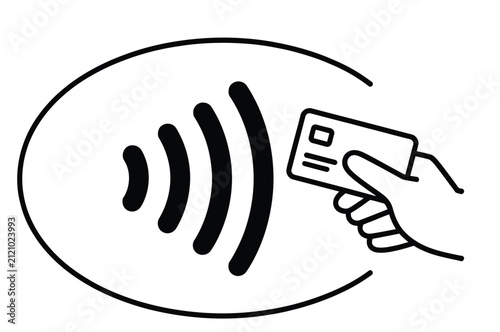 Cuadro en lienzo Payment Icon Featuring Contactless NFC Payment Symbols with Outline Transaction
