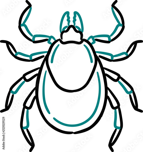 Tick Parasite Medical Icon Vector Outline Hand-Drawn Insect Disease Vector Symbol