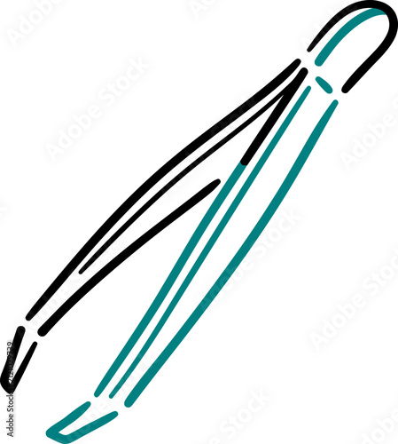 Tweezers Medical Icon Vector Outline Hand-Drawn Surgical Forceps Instrument Symbol