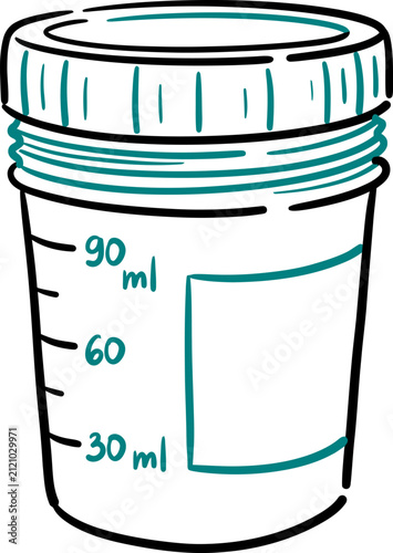 Urine Sample Container Medical Icon Vector Outline Hand-Drawn Specimen Cup Test Symbol