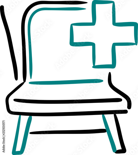 Waiting Room Chair Medical Icon Vector Outline Hand-Drawn Clinic Seating Furniture Symbol