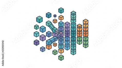 Konstfotografi Colorful stacked cubes forming abstract structure.