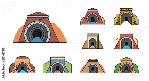 фотографія Set of Various Tunnel Entrances and Mountain Passages