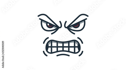 Принти на полотні Angry cartoon face with clenched teeth and furrowed brows.