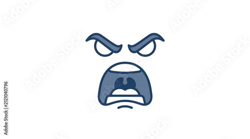 Foto Angry cartoon face with furrowed brows and frowning mouth.