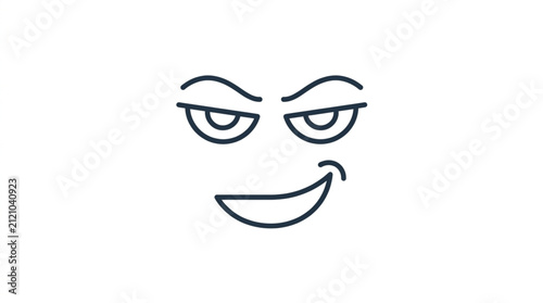 Angry cartoon face with squinted eyes and smirk.