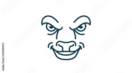Angry cartoon gorilla face illustration with sharp teeth and furrowed brows.