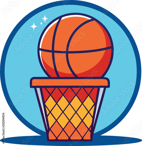Cute Basketball Hoop Cartoon Vector Icon Flat Sports Game Illustration
