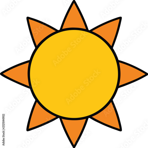  Bright Sun Icon Vector Flat Cartoon Sunshine Weather Symbol Illustration
