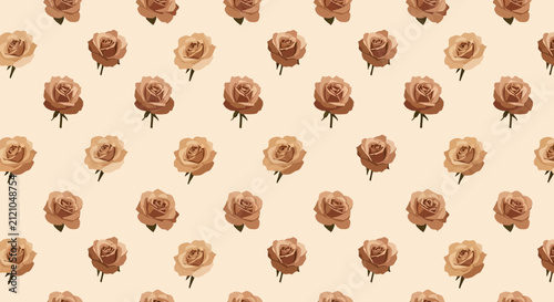 Soft Brown Roses Pattern - Vintage Floral Background