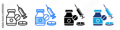 Pharmacology Icon Set Multi Style Vector Illustration