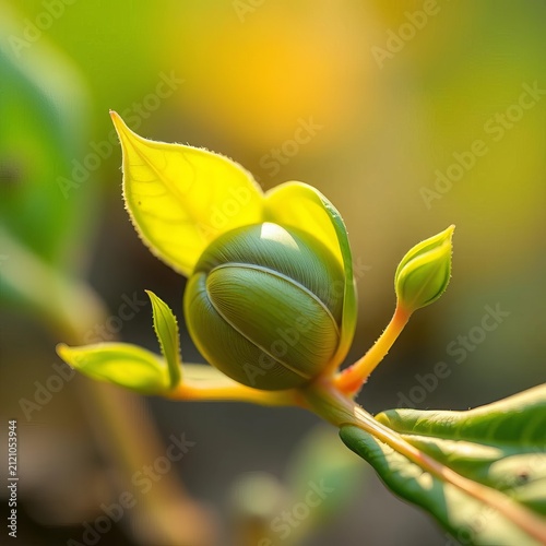 First set of leaves unfolding from seed, tender stems emerging, growth, plant