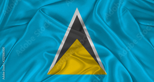 Saint Lucian flag with fabric texture. Realistic flag of Saint Lucia waving, National flag