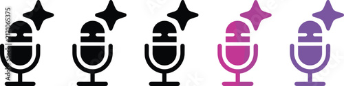 Microphone Podcast and Audio Icon Set Collection