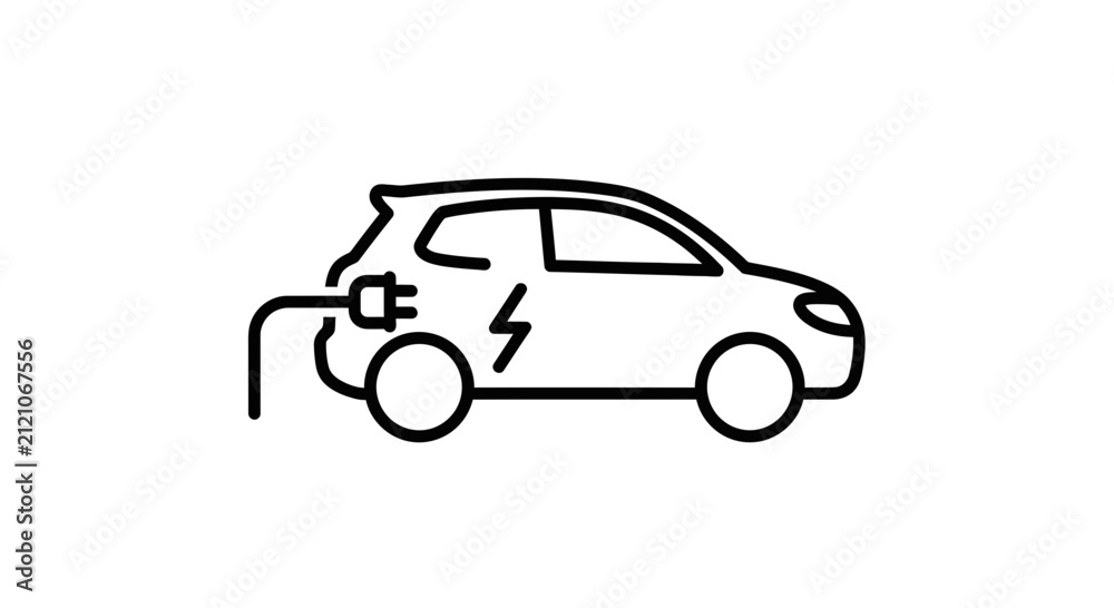 Fototapeta premium Electric car charging icon, clean energy vehicle symbol, modern transport concept