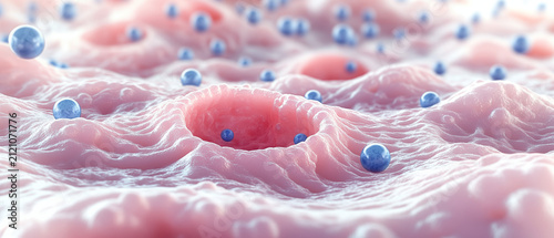 Advanced Skin Hydration and Active Ingredient Penetration Concept with Hyaluronic Acid 3D Macro Visualization