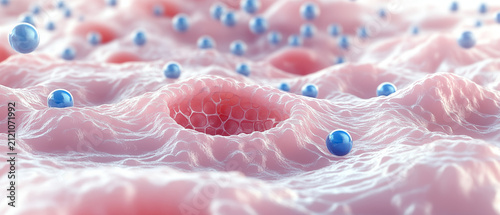 Advanced Skin Hydration and Active Ingredient Penetration Concept with Hyaluronic Acid 3D Macro Visualization
