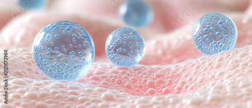 Advanced Skin Hydration and Active Ingredient Penetration Concept with Hyaluronic Acid 3D Macro Visualization