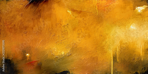 Detailed abstract, grunge golden texture featuring weathered digital oil paint effects
