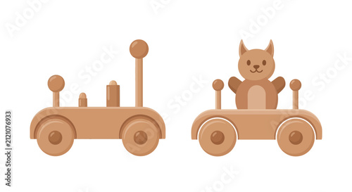Wooden Toy Car with Squirrel Character, Eco-Friendly Play