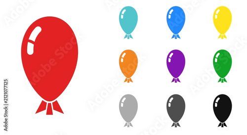 Collection of Colorful Balloons Isolated on White Background - Party Celebration Elements