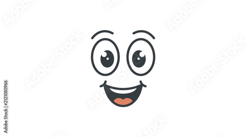 Принти на полотні Cartoon face with big eyes and wide smile expression.