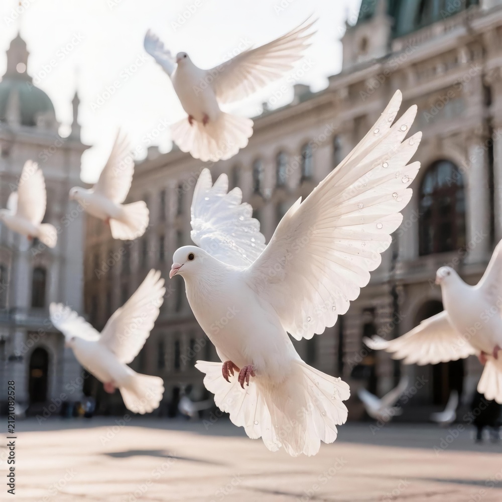 Obraz premium white pigeon in the sky