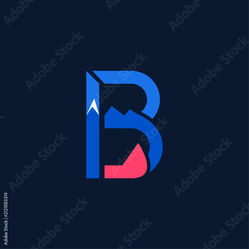 Geometric Mountain B Letter Logo for Healthcare and Healthtech Branding