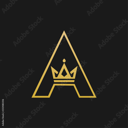 Luxury Geometric Mountain Crown Monogram A Logo