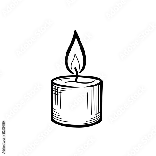 The Image Is A Black And White Line Drawing Of A Candle The Candle Is