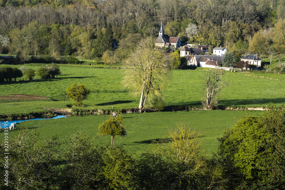 Fototapeta premium Champignolles, Eure, France: a picturesque village set in the lush countryside in spring.
